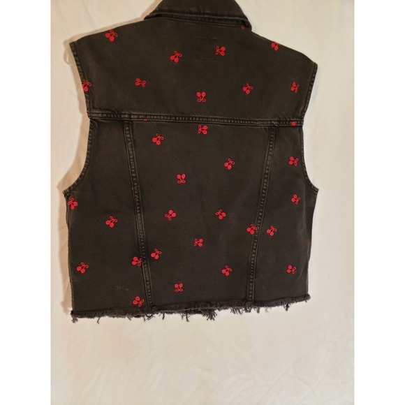 Women's Wild Fable Black Cherry Embroidered Denim Vest Size XXS - Picture 2 of 4